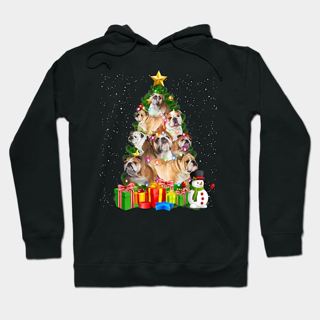 Dog English bullChristmas Tree Funny English bull87 paw Hoodie by Olegpavlovmmo